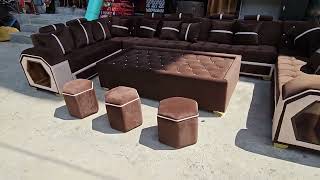 2023 NEW U shaped corner sofa14 seater .with 4 puppies tool.with 14 questions dual fabric.