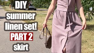 DIY summer linen set. Sewing a linen skirt. Part 2