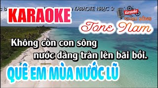 Quê Em Mùa Nước Lũ Karaoke | Tone Nam | Karaoke Nhạc Sống Sóc Trăng