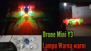 Drone Mini Y3 lampu warna warni terbang malam hari