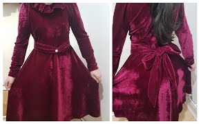 Velvet frock/dress cutting and stitching