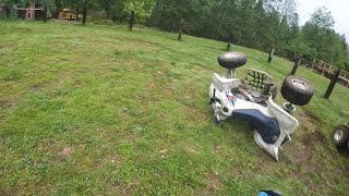 I Flipped My Ltz400 While Drifting At My Friends Backyard Supercross Track.