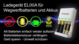 Ladegerät ELIXIA für Wegwerfbatterien und Akkus