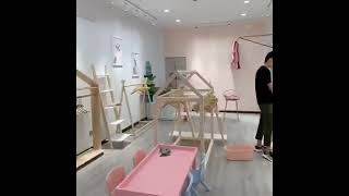 Retail Store wood Man Baby Clothes Display Hanging Rack Stand For Shopping