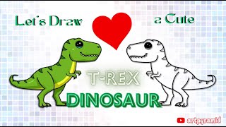 How to Draw & color cute T-Rex Dinosaur Easy drawing for kids #trending #viral #short #art #kids