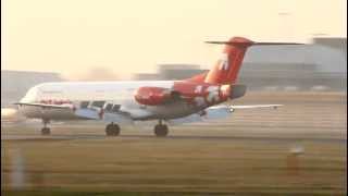 New OLT Express Fokker 100 landing at Airport Bremen 15.03.2012