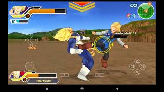 Dragon Ball Z: Tenkaichi Tag Team-PSP-Vegeta tries to fight as best he can, but is defeated by C-18!