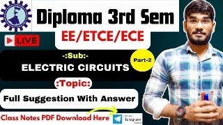 3rd Sem DEE/ETCE/ECE(Part-2) Electric Circuits & Network| Full Suggestion With Answer#wbscte#diploma