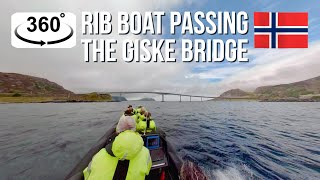 360 video met RIB boat onder Giske brug in Noorwegen varen