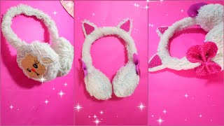 كيفيه صنع دفاية الاذنين 😍 افكار للبنات كيوت how to cute earmuffs💗ÖRGÜ KULAKLIK YAPILIŞI💗غطاء الأذن