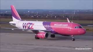 WIZZAIR Airbus A320 approach at Dortmund Airport on Runway 24 and Push Back