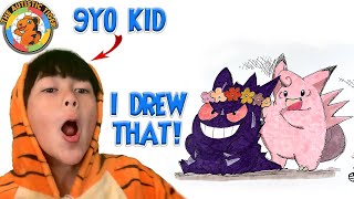 9yo Autistic Savant Draws - Gengar and Clefable | Pokemon