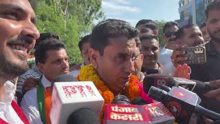 Newly Elected Mla from Jasrota constituency Rajeev Jasrotia thanked his voters for his victory