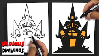 How To Draw A Haunted House HALLOWEEN