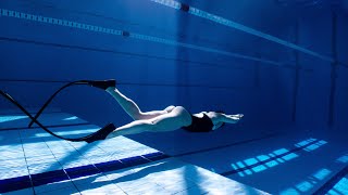 Girl does 112 meters underwater. Red card. DYNB freediving competitions